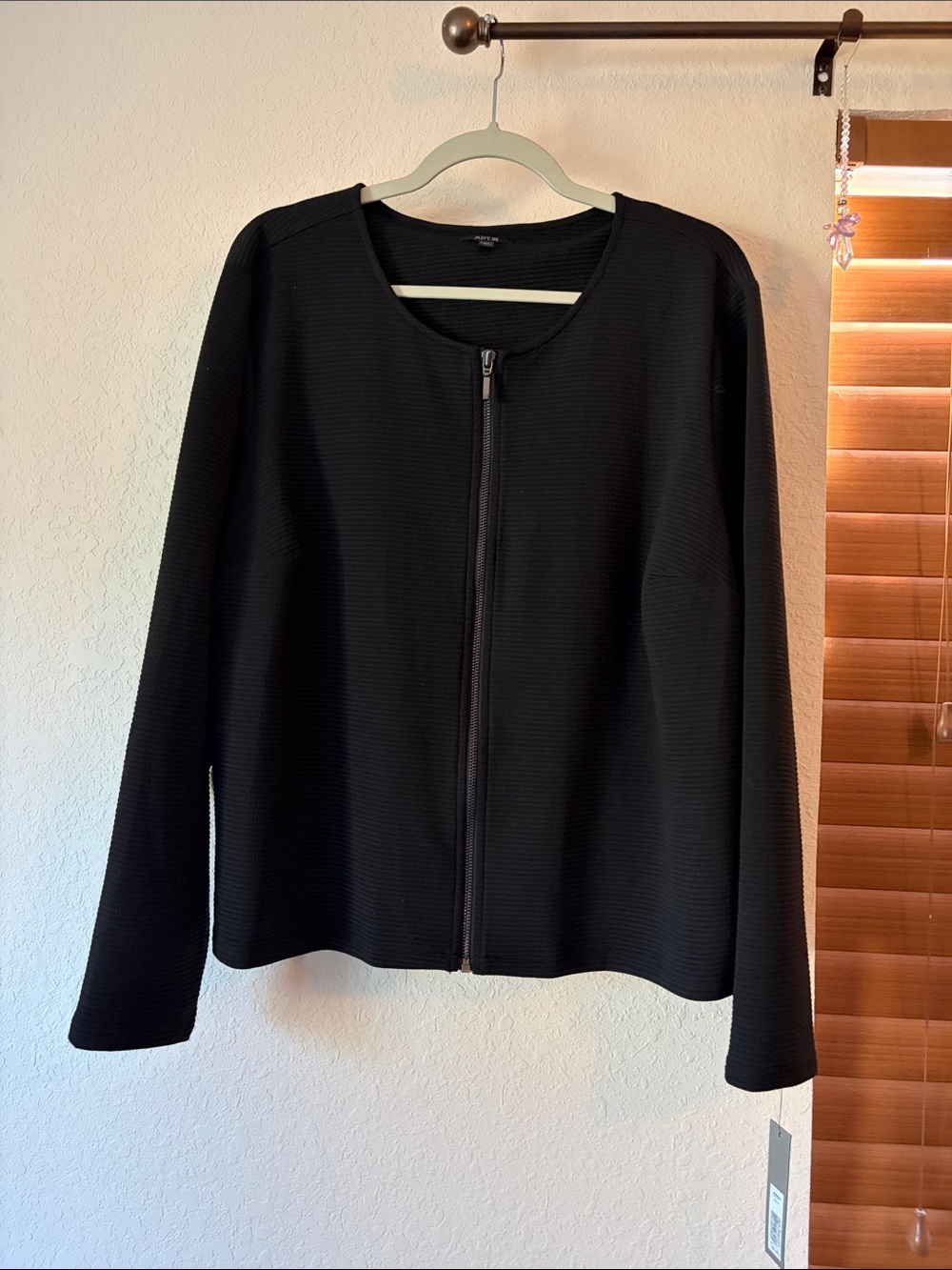 NWT Apt 9 Black Ribbed Zip Front Jacket 2X Plus Size Minimalist Lightweight
